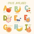 Vector cute fruit alphabet for kids