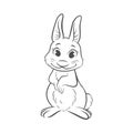 Vector Cute and Funny Rabbit, Hare Line Art. Bunny Icon, Design Template for Easter, Oriental Chinese New Year 2023 Card