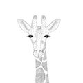 Vector cute giraffe portrait. Fashion hand drawn animal illustration for t-shirt print, kids greeting card, wear.