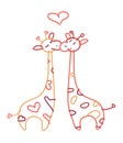 Vector cute giraffes in love.