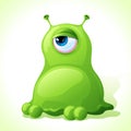 Vector cute green monster isolated on white Royalty Free Stock Photo