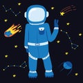 Vector cute hand drawn astronaut. Royalty Free Stock Photo