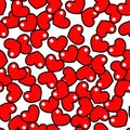 Vector cute hand drawn seamless pattern with red hearts Royalty Free Stock Photo