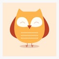 Vector cute happy flat wild animal owl with pattern on belly Royalty Free Stock Photo