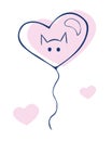 Cute illustration of a graphic heart shape baloon with a ca Royalty Free Stock Photo