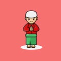 Vector cute islamic characters apologizing in Islamic new year