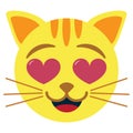 Cute kawaii cat emoji smiling colorful isolated