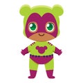 Cute kawaii kid superhero colorful isolated