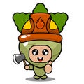 Kohlrabi firefighter vegetable mascot costume