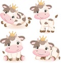 Vector cute litter cow set Royalty Free Stock Photo