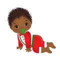 Vector Cute African American Baby Boy Wearing Christmas Clothes Royalty Free Stock Photo