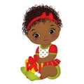 Vector Cute African American Baby Girl Wearing Christmas Clothes Royalty Free Stock Photo