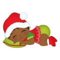 Vector Cute African American Baby Girl Wearing Christmas Clothes Royalty Free Stock Photo