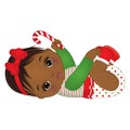 Vector Cute African American Baby Girl Wearing Christmas Clothes Royalty Free Stock Photo