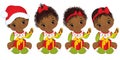 Vector Cute African American Baby Girl Wearing Christmas Clothes Royalty Free Stock Photo