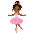 Vector African American Beautiful Ballerina Dancing. Vector Ballerina Royalty Free Stock Photo