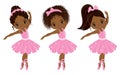 Vector Cute Little African American Ballerinas Royalty Free Stock Photo