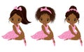 Vector Cute Little African American Ballerinas Royalty Free Stock Photo
