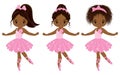 Vector Cute Little African American Ballerinas