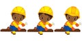 Vector Cute Little African American Boys Hammering Nails