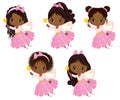 Vector Cute Little African American Fairies with Magic Wands Flying Royalty Free Stock Photo