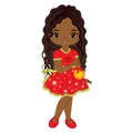 Vector Cute Little African American Girl with Ball Royalty Free Stock Photo