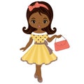 Vector Cute Little African American Girl in Retro Style Royalty Free Stock Photo