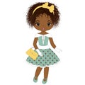 Vector Cute Little African American Girl in Retro Style Royalty Free Stock Photo