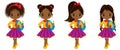 Vector Cute Little African American Girl with School Bags Royalty Free Stock Photo