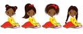 Vector Cute Little African American Girls with Books Royalty Free Stock Photo