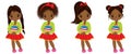 Vector Cute Little African American Girls with Books