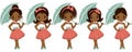 Vector Cute Little African American Girls in Retro Style Royalty Free Stock Photo