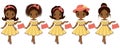 Vector Cute Little African American Girls in Retro Style Royalty Free Stock Photo