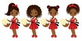 Vector Cute Little African American Girls with Various Hairstyles Royalty Free Stock Photo