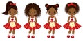 Vector Cute Little African American Girls with Various Hairstyles Royalty Free Stock Photo