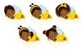 Vector Cute Little African American Girls with Various Hairstyles