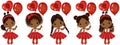 Vector Cute Little African American Girls with Various Hairstyles