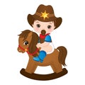 Vector Cute Little Baby Boy Dressed as Cowboy Royalty Free Stock Photo