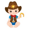 Vector Cute Little Baby Boy Dressed as Cowboy Royalty Free Stock Photo