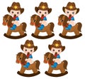 Vector Cute Little Baby Boys Dressed as Cowboys