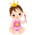 Vector Cute Little Baby Girl Dressed as Princess Royalty Free Stock Photo