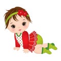 Vector Cute Little Baby Girl Wearing Christmas Clothes Royalty Free Stock Photo