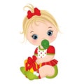 Vector Cute Little Baby Girl Wearing Christmas Clothes Royalty Free Stock Photo