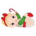 Vector Cute Little Baby Girl Wearing Christmas Clothes Royalty Free Stock Photo