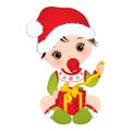 Vector Cute Little Baby Girl Wearing Christmas Clothes Royalty Free Stock Photo