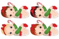 Vector Cute Little Baby Girls Wearing Christmas Clothes Royalty Free Stock Photo