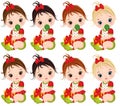 Vector Cute Little Baby Girls Wearing Christmas Clothes Royalty Free Stock Photo
