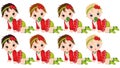 Vector Cute Little Baby Girls in Christmas Clothes Crawling Royalty Free Stock Photo