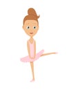 Vector cute little ballerina dancing. Vector ballerina girl in pink dress. Ballerina vector illustration. Royalty Free Stock Photo