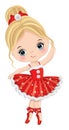 Vector Cute Little Ballerina in Red Tutu Dancing Royalty Free Stock Photo